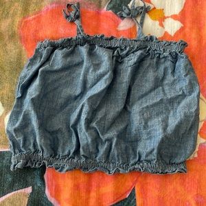 3T Chambray Tie Shoulder top